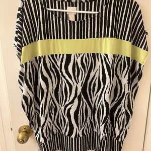 Chico's Black & White Vertical Stripe Blouse